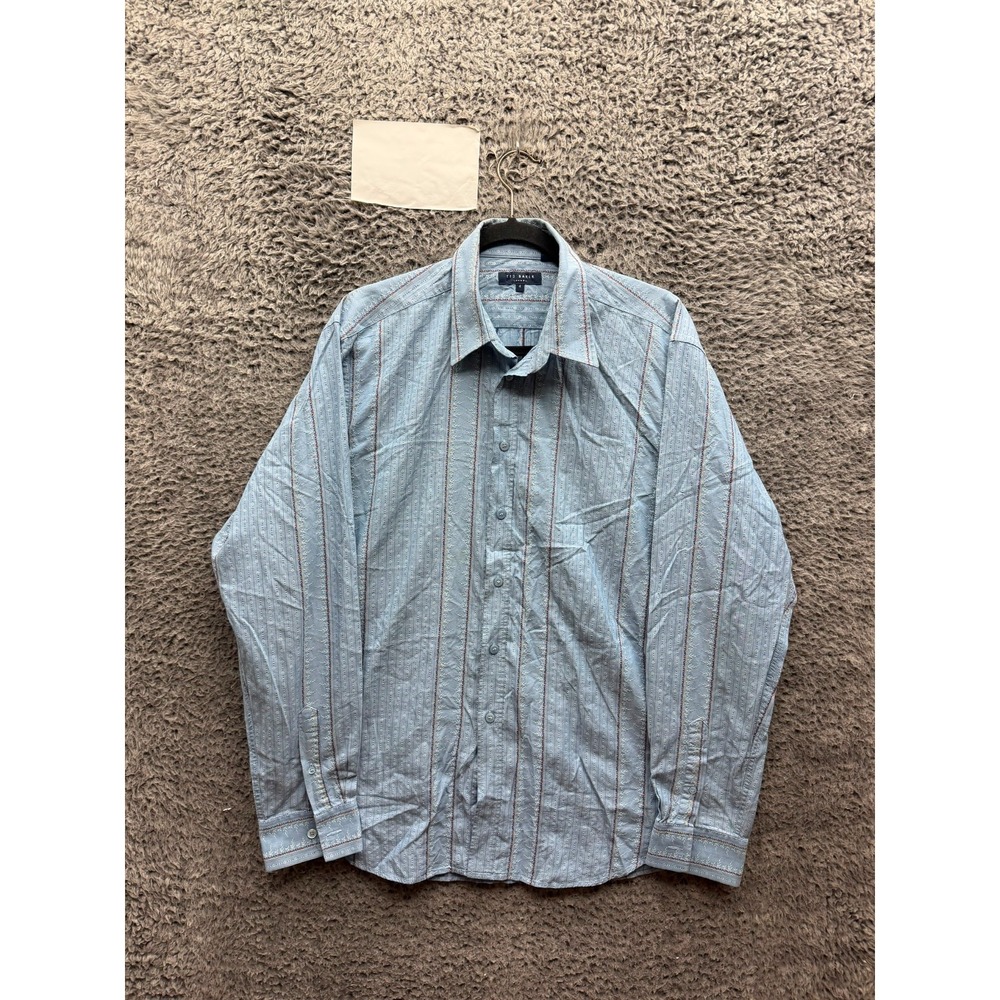 Ted Baker London Woven Striped Long Sleeve Button Up Shirt Light Blue Size 4